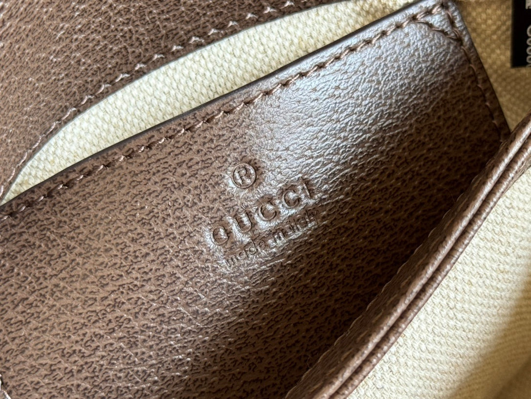 Gucci Mini Blondie Shoulder Bag in Beige & Ebony GG Supreme Canvas