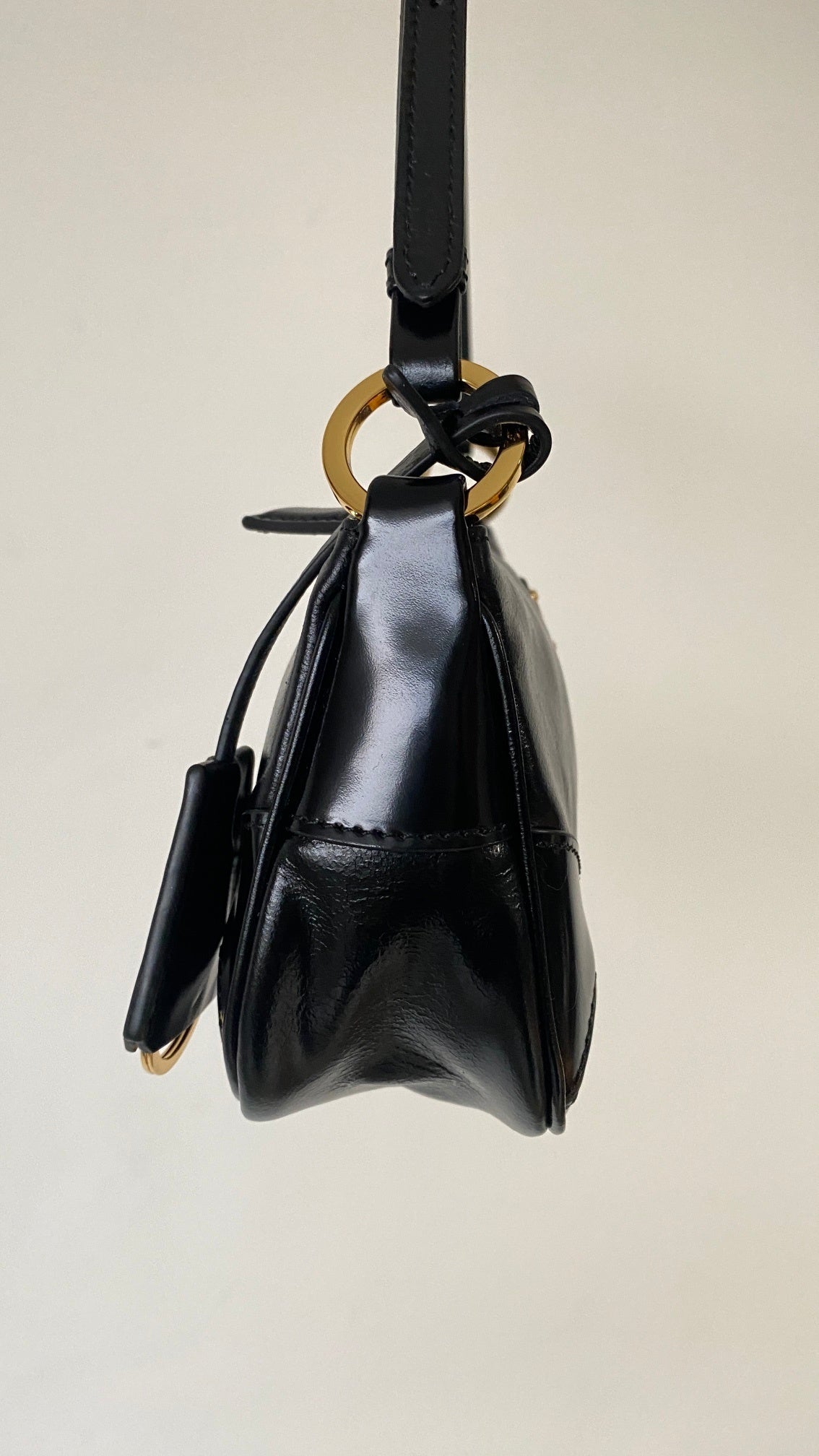 Prada Re-Edition 2002 Small Shoulder Bag in Black Soft Lux Calfskin Leather