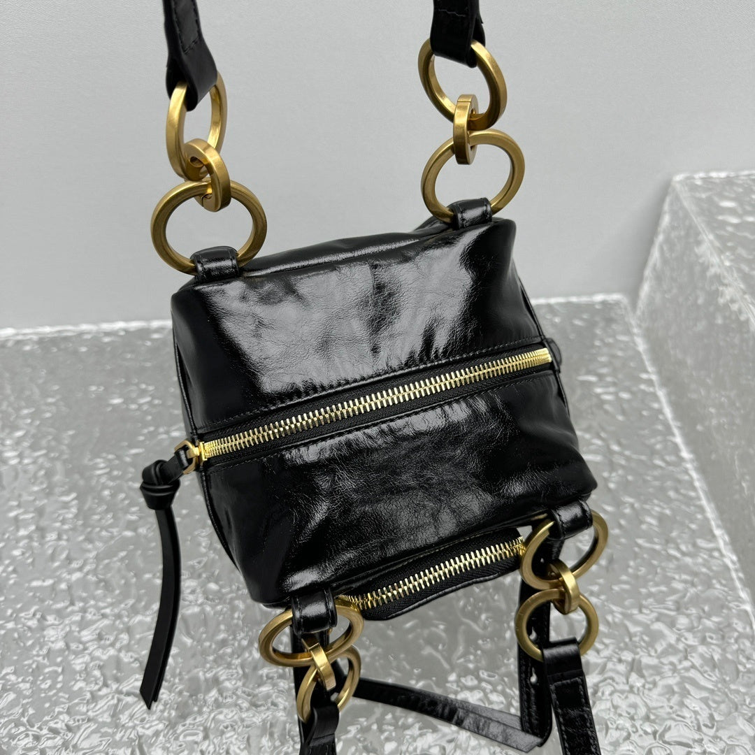 Prada Dangle Black Leather Top-Handle Mini Bag