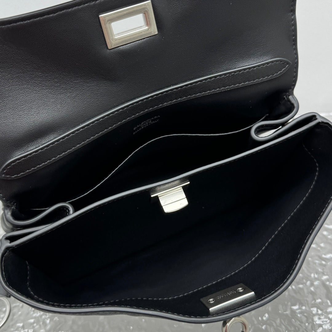 Balenciaga Rodeo Black Calfskin Handbag Silver Hardware