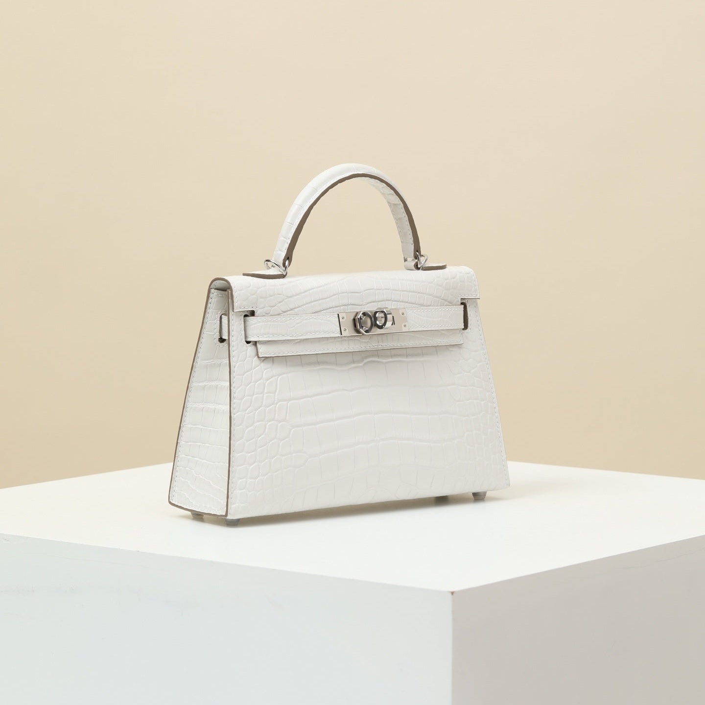 Hermès Mini Kelly II Sellier 20 White Alligator