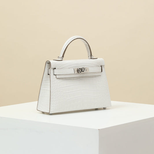 Hermès Mini Kelly II Sellier 20 White Alligator