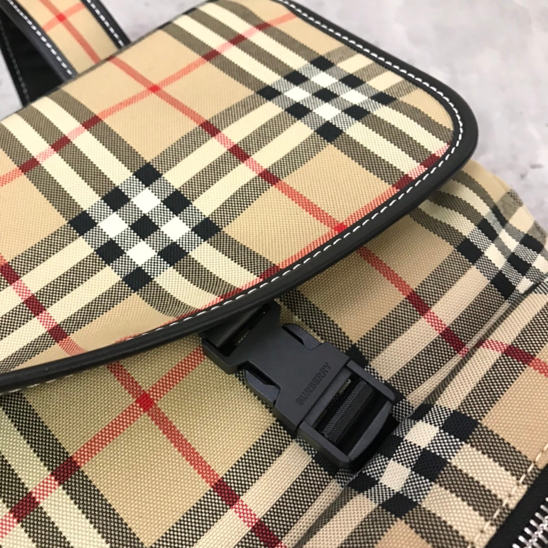 Burberry Vintage Check Backpack in Archive Beige with Leather Trim
