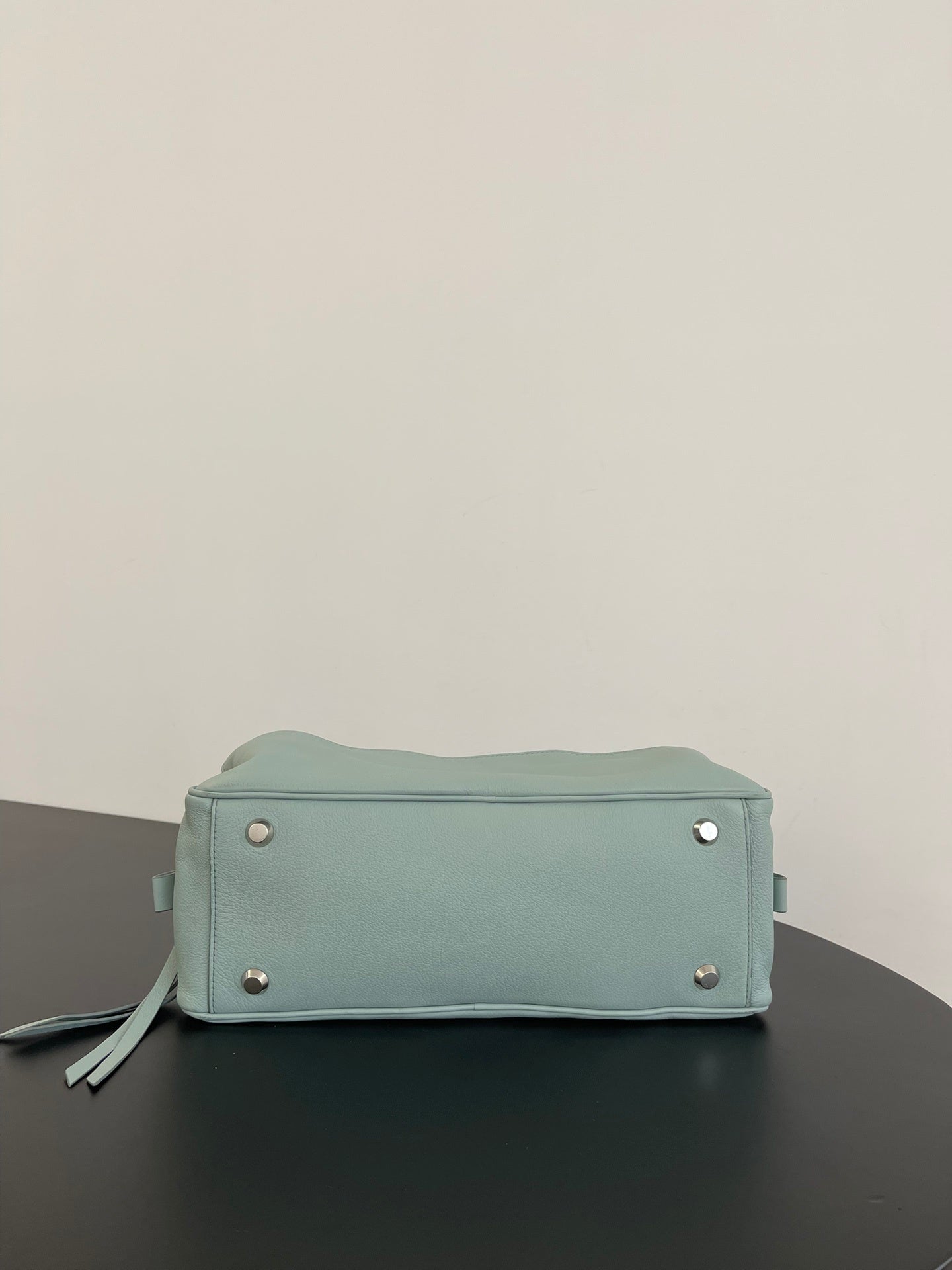 Balenciaga Carrie Bowling Bag Blue Green Leather