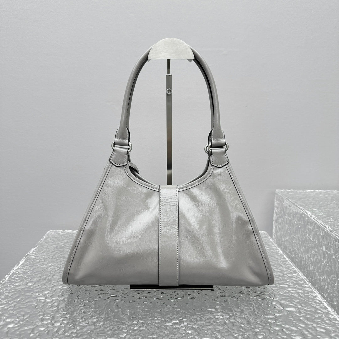 Prada Soft Calf Leather Shoulder Bag in Peltro