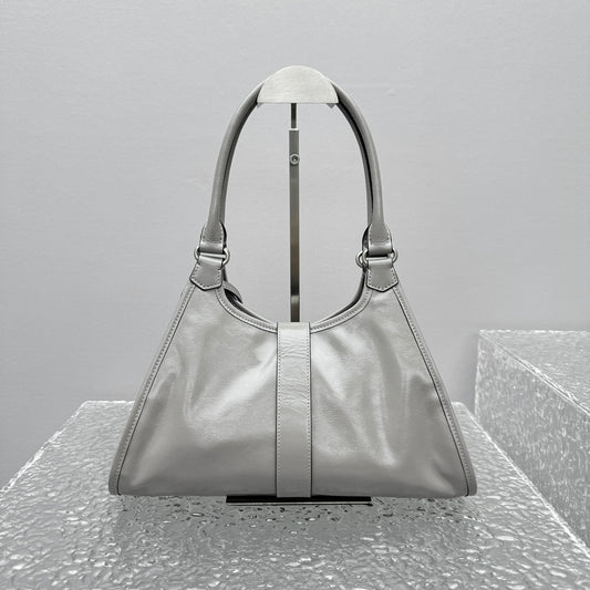 Prada Soft Calf Leather Shoulder Bag in Peltro