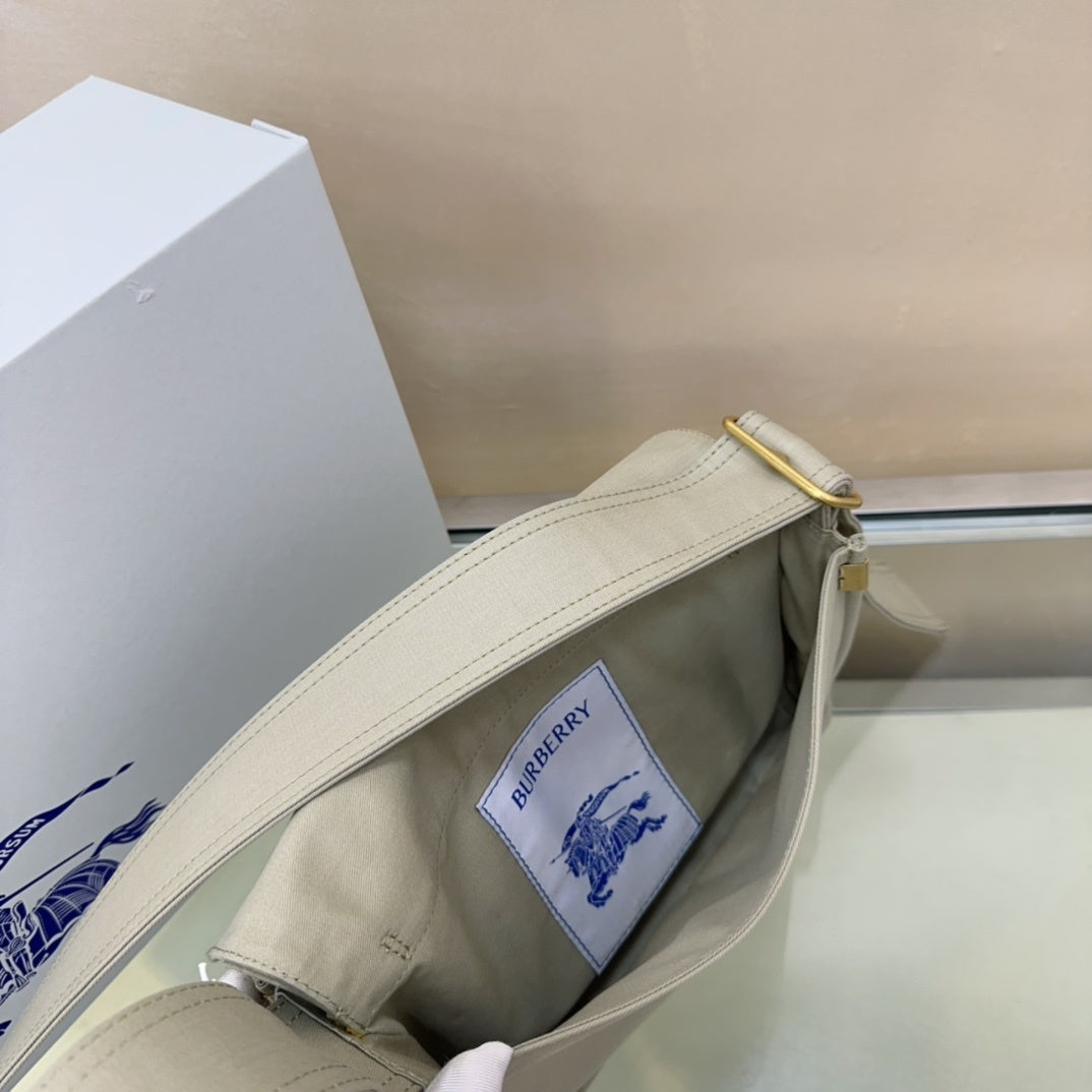 Burberry Trench Gabardine Messenger Bag with Embroidered Logo