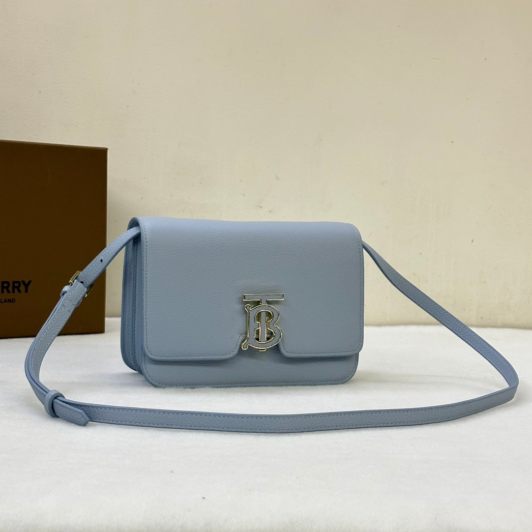 Burberry Small TB Leather Bag in Pale Blue with Thomas Burberry Monogram Clasp