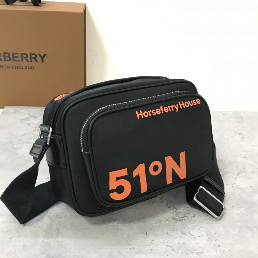 Burberry Coordinates-Print Econyl Crossbody Bag in Black & Orange