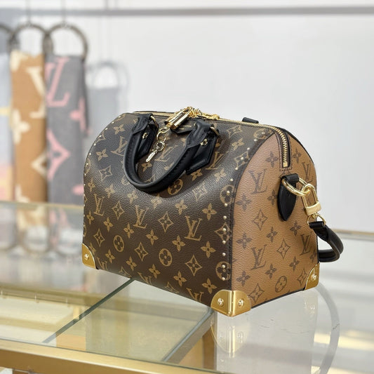 Louis Vuitton Speedy Trunk 20 in Monogram Canvas with Black Cowhide Leather Trim & Gold-Tone Hardware