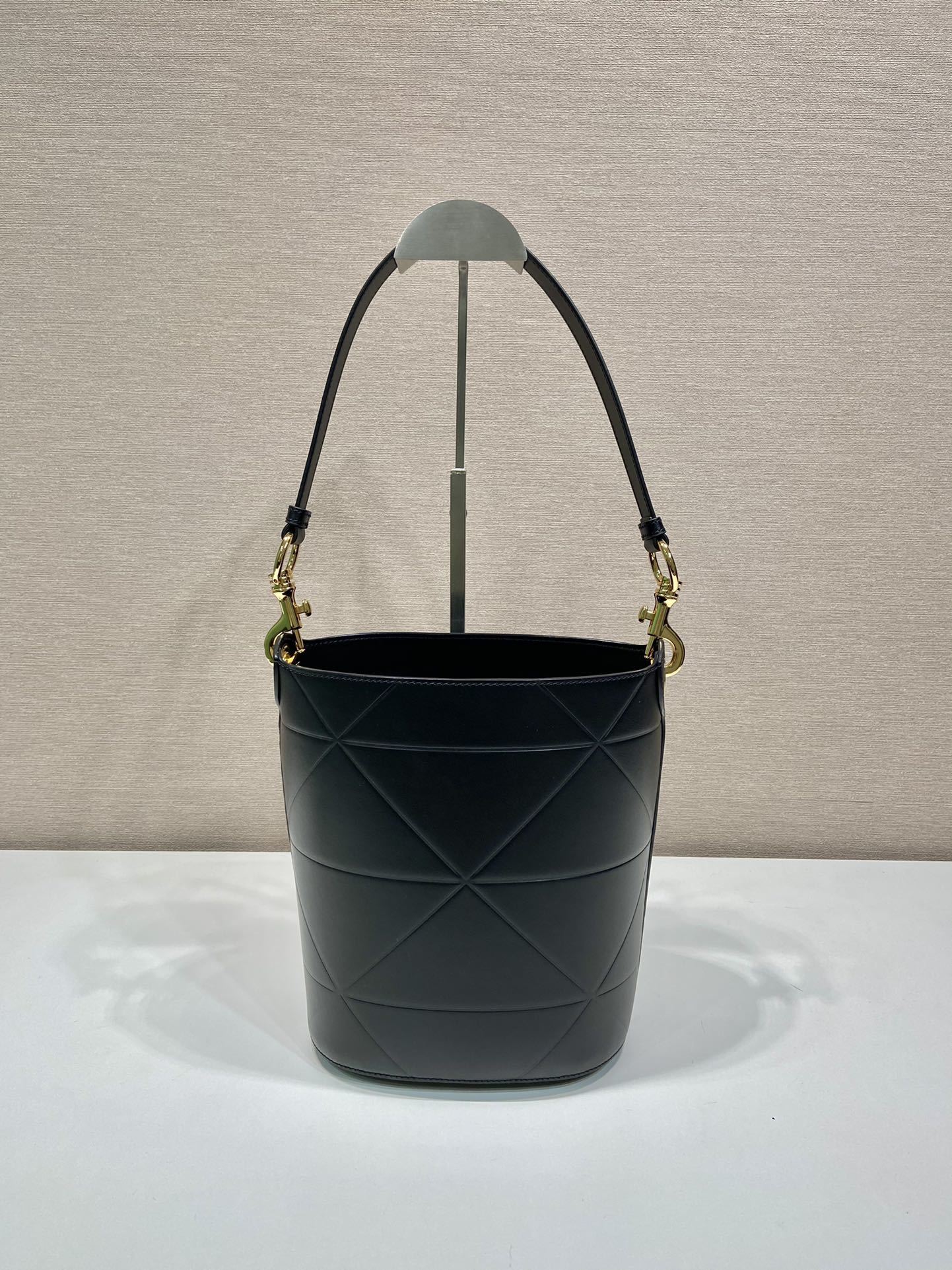Prada Symbole Black Leather Bucket Bag