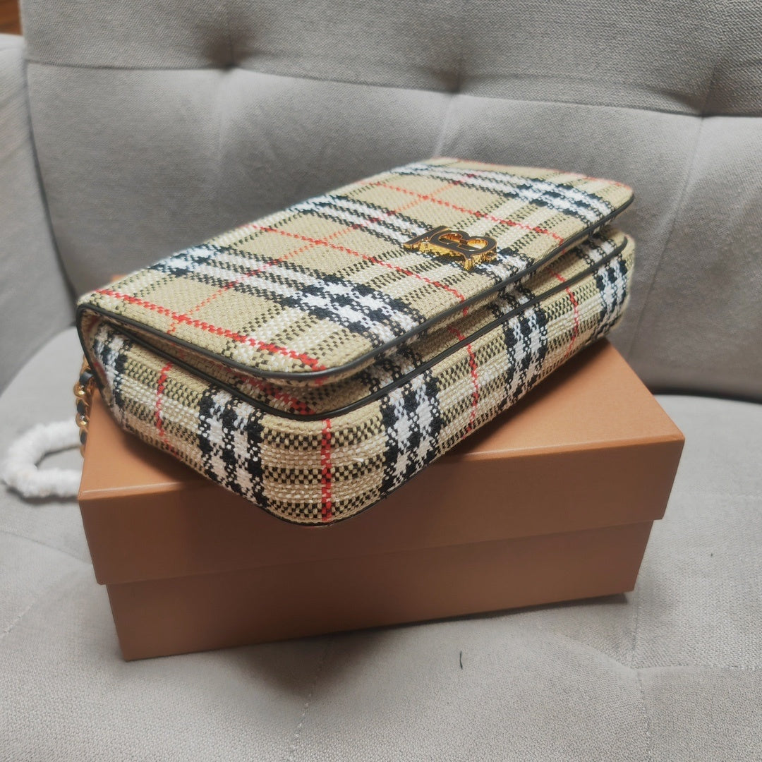 Burberry Small Lola Shoulder Bag in House Check Bouclé Tweed