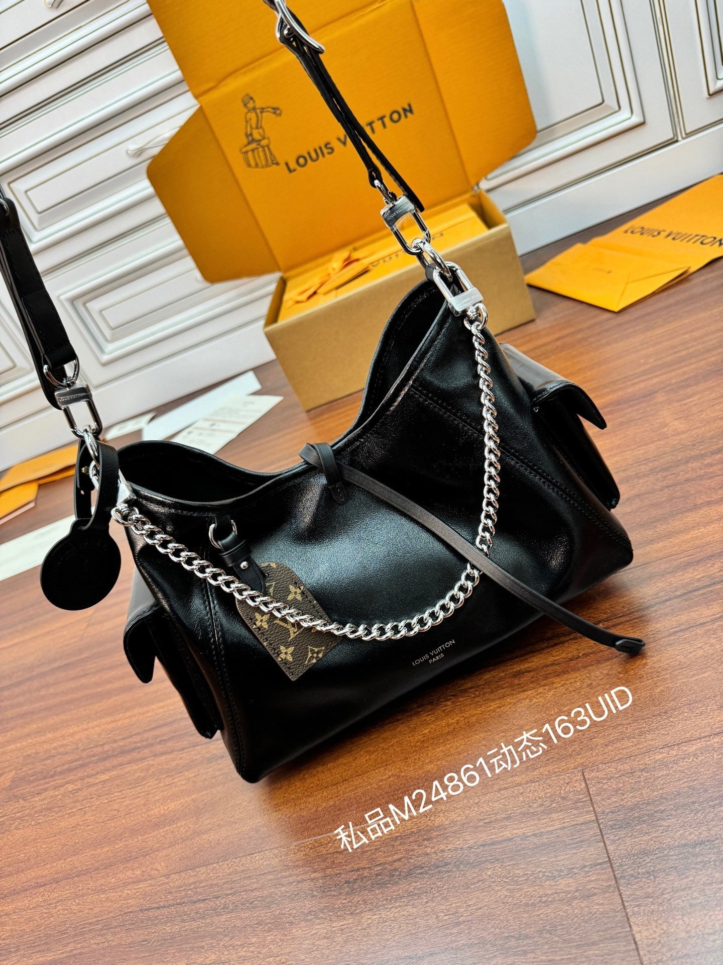 Louis Vuitton LV Monogram Carryall Vibe Cargo PM – Black Leather Designer Bag