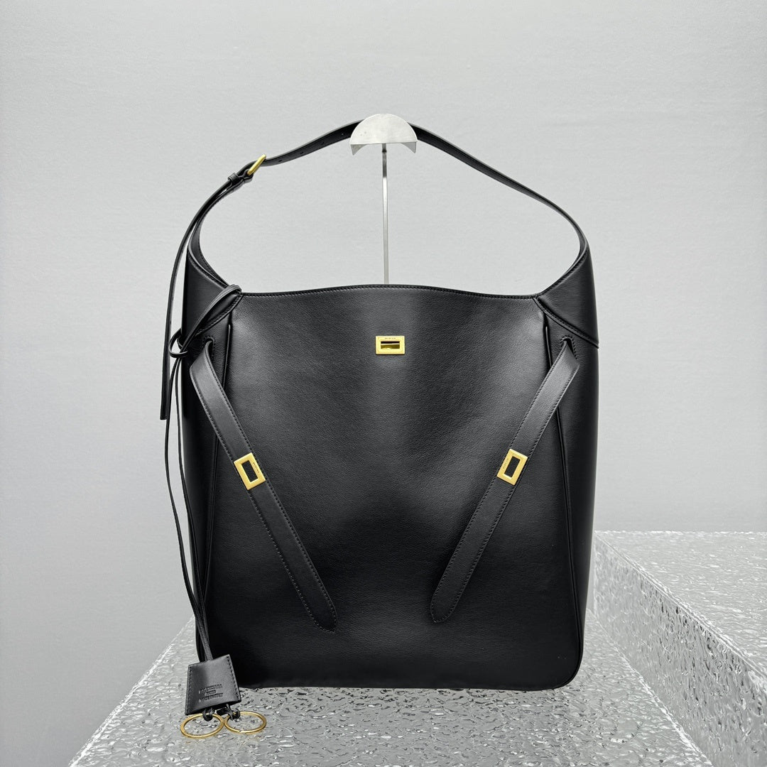 Balenciaga Bel Air Large Hobo Bag | Luxury Leather Shoulder Bag with Gold Turn-Lock