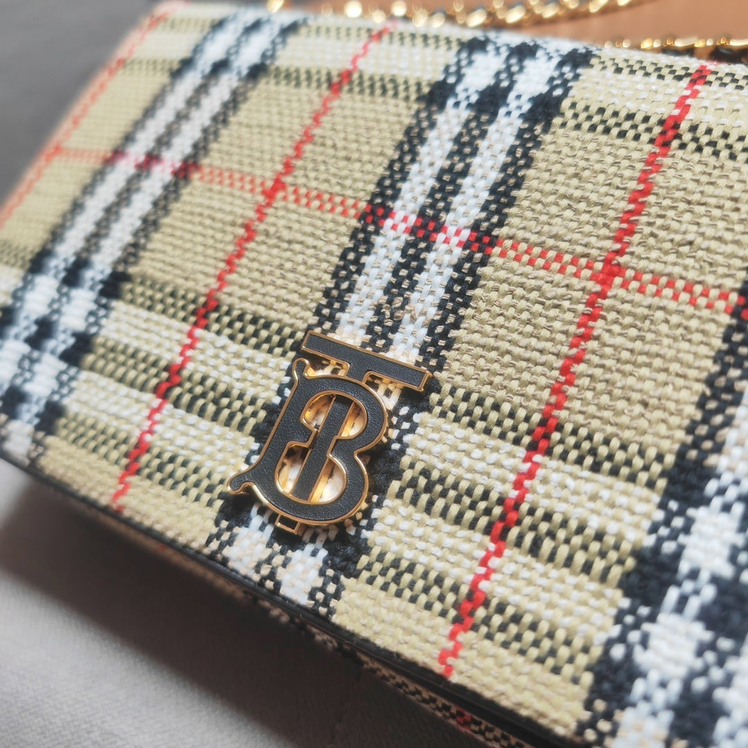 Burberry Small Lola Shoulder Bag in House Check Bouclé Tweed
