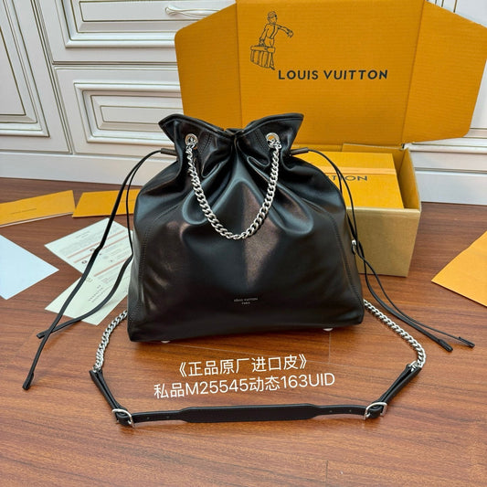 Louis Vuitton Off Duty Vibe MM Bag in Black Lamb Leather