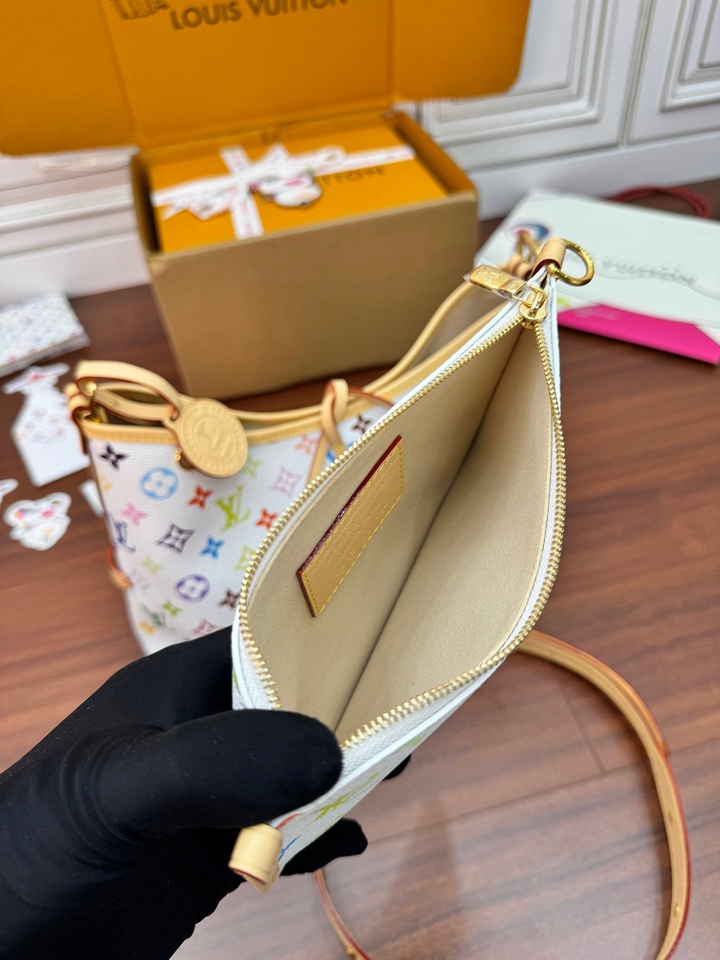 Louis Vuitton x Takashi Murakami CarryAll PM – White Monogram Canvas