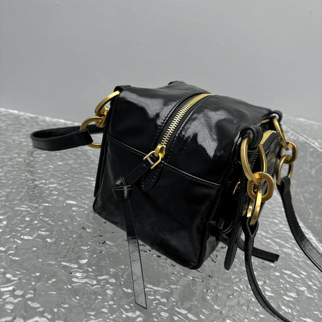Prada Dangle Black Leather Top-Handle Mini Bag