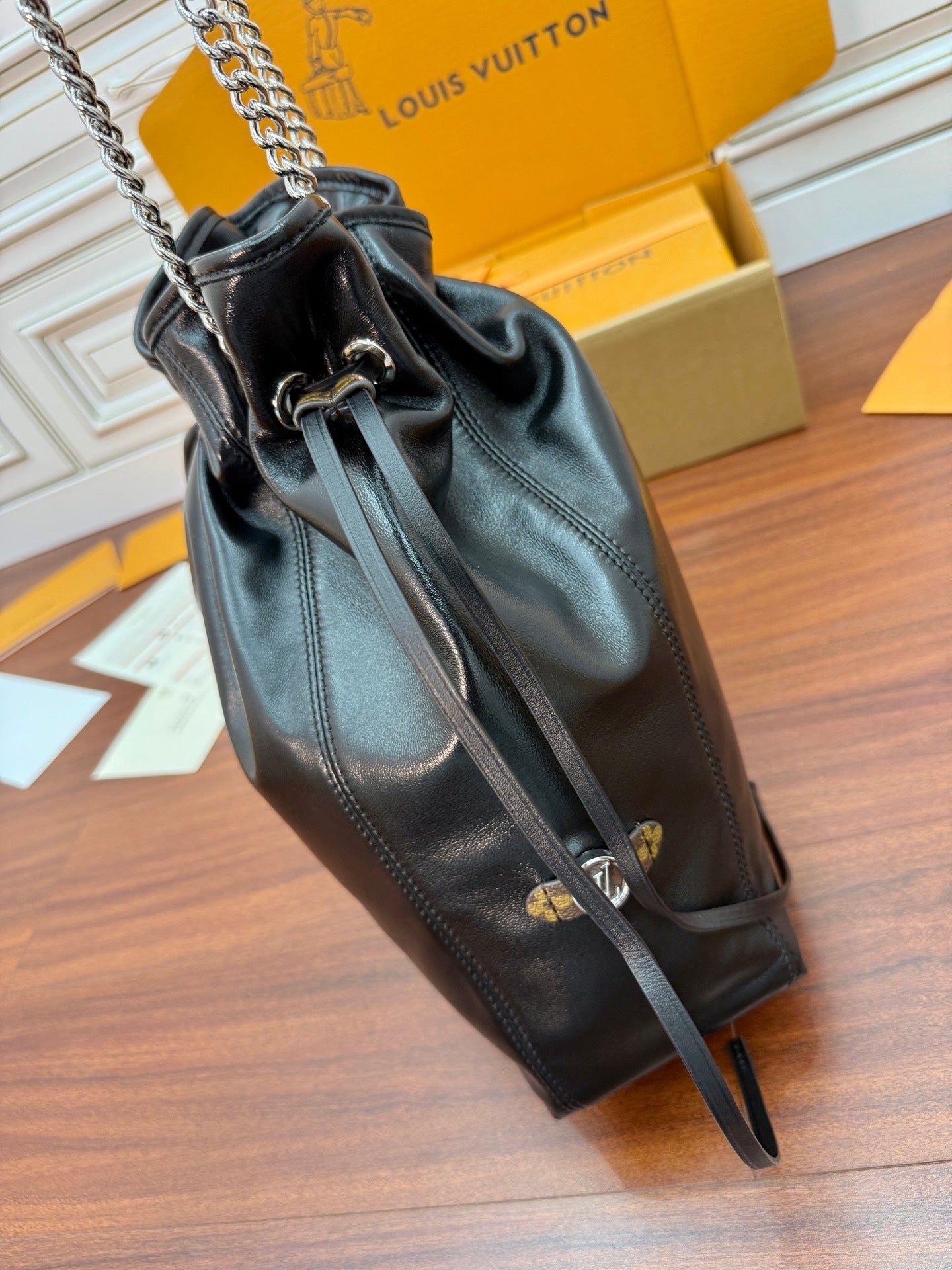 Louis Vuitton Off Duty Vibe MM Bag in Black Lamb Leather