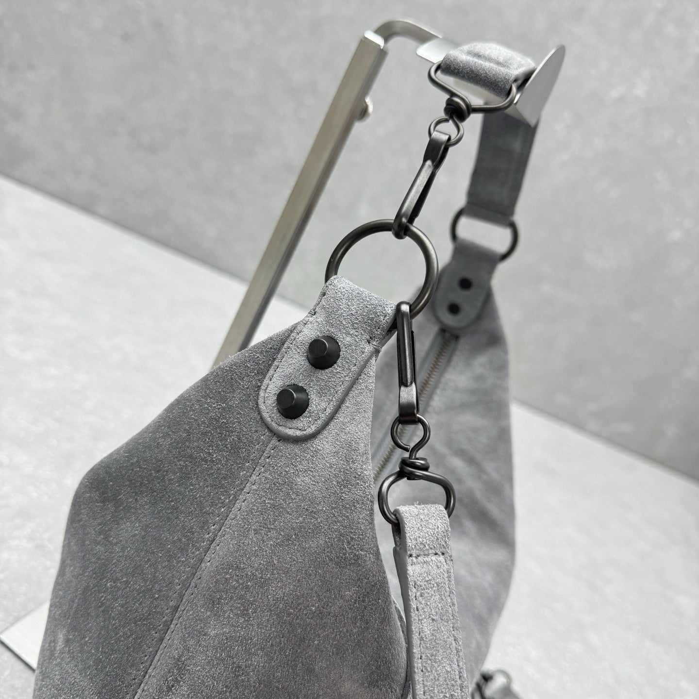 Balenciaga Le City Hobo Storm Grey Suede Bag