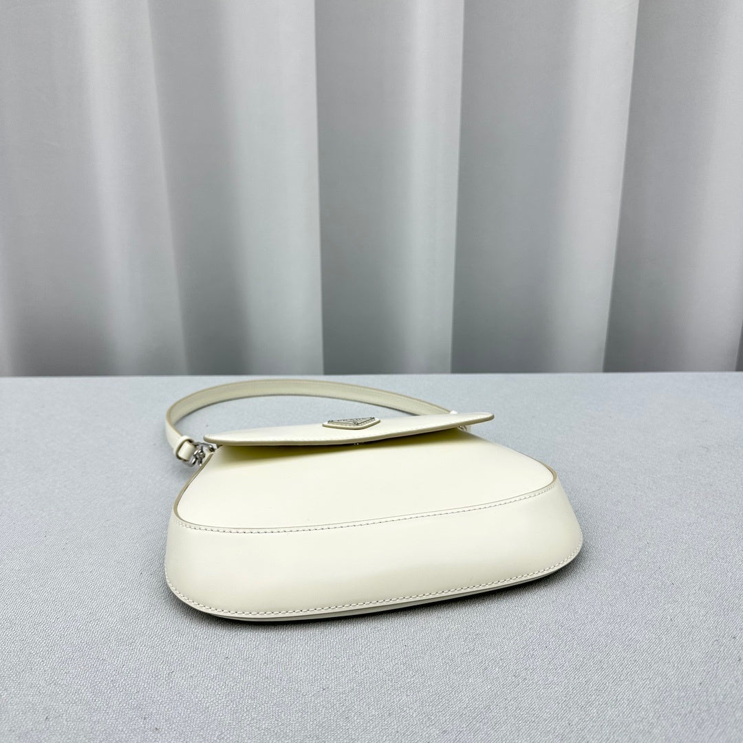 Prada Cleo Flap-Front Brushed Leather Shoulder Bag