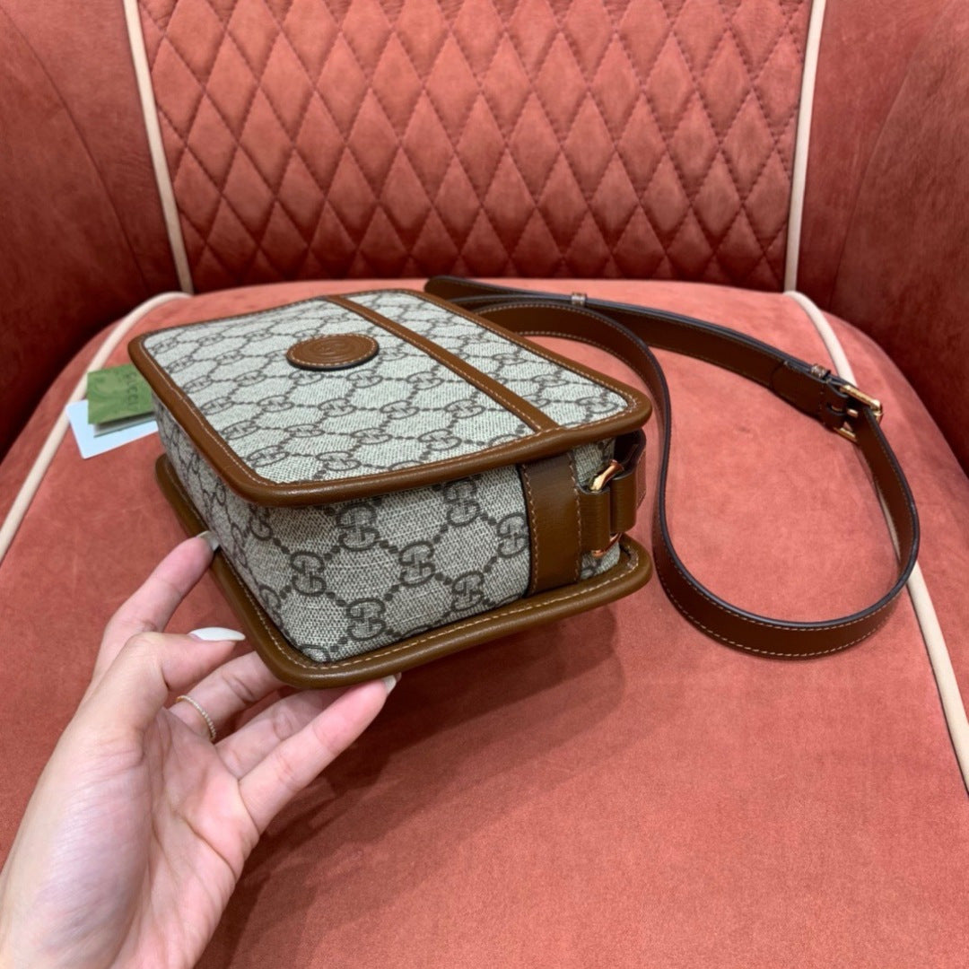 Gucci Interlocking G Mini Bag in GG Supreme Canvas with Leather Trim