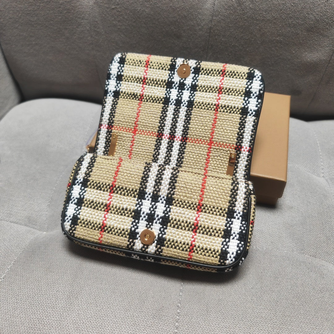 Burberry Lola Mini Handbag in Signature Beige Check Motif