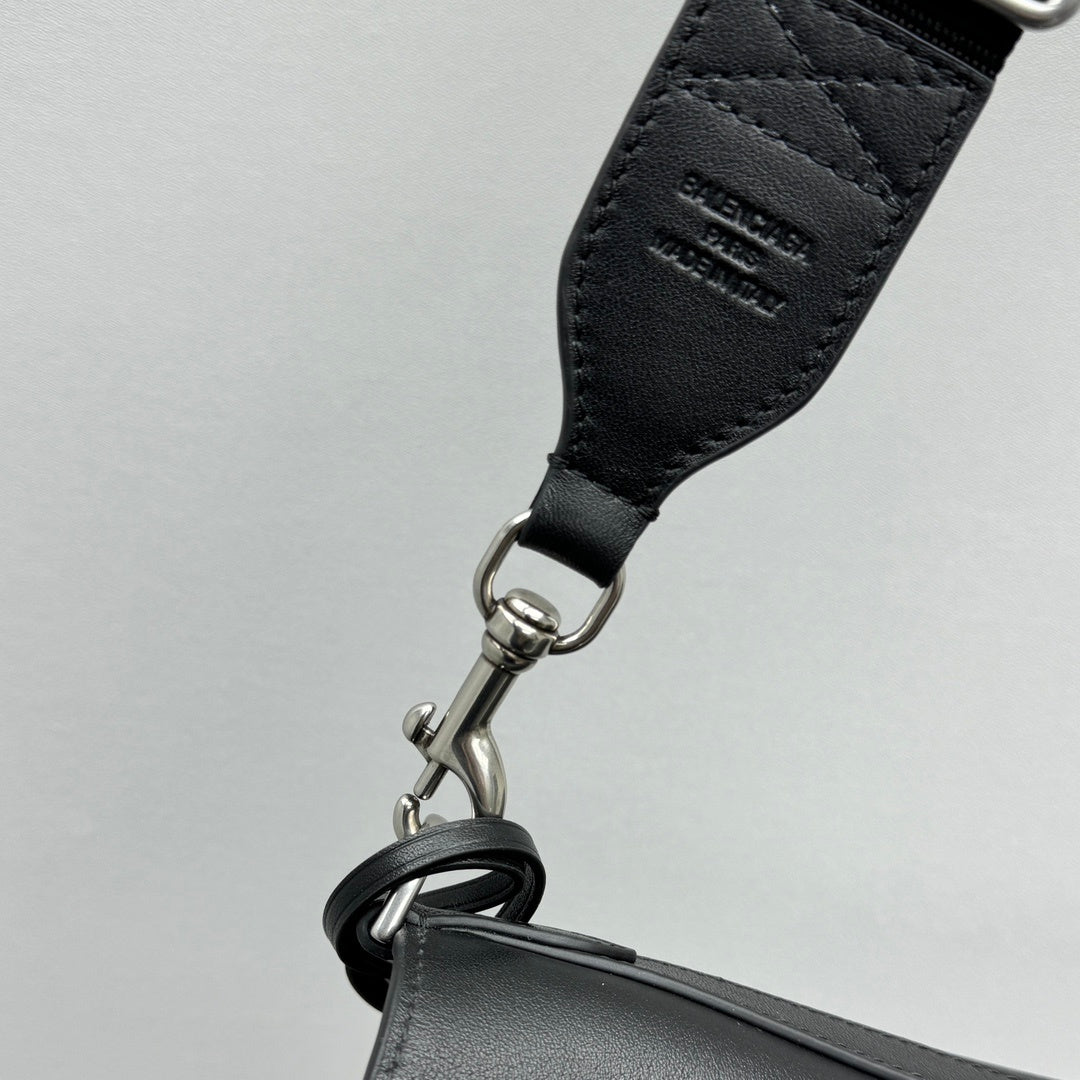 Balenciaga Rodeo Messenger Bag | Black Smooth Calfskin Luxury Shoulder Bag