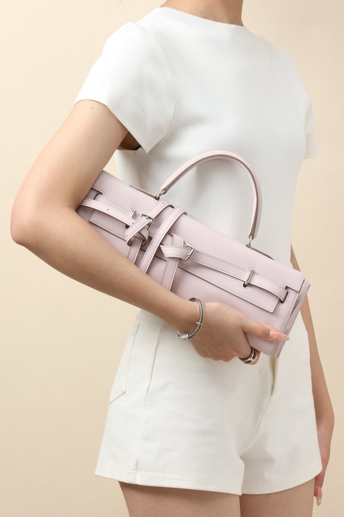 Hermès Kelly Flat 35 Rose Dragee Swift Leather
