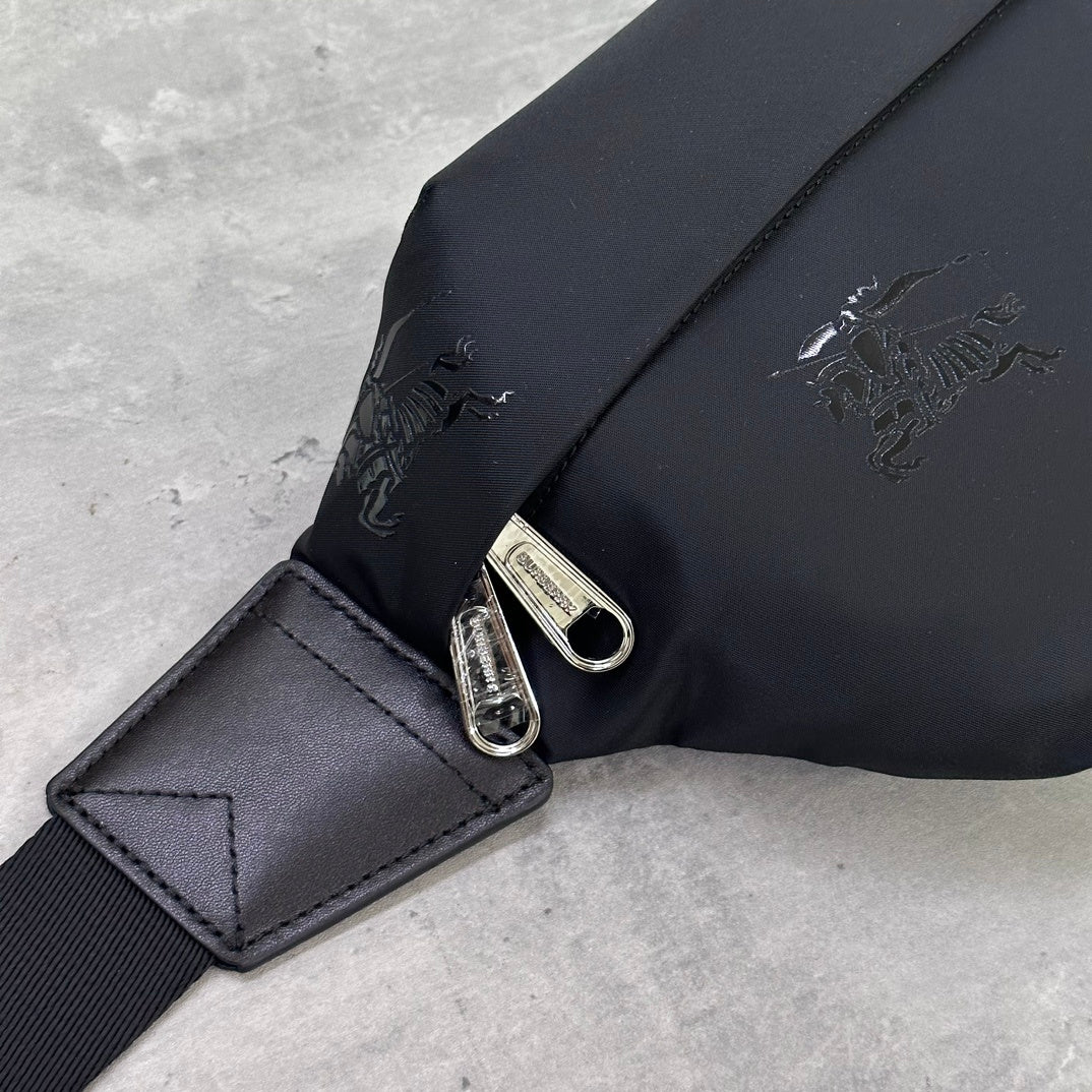 Burberry Jett Black Backpack with Equestrian Knight Design & Silver-Tone Hardware