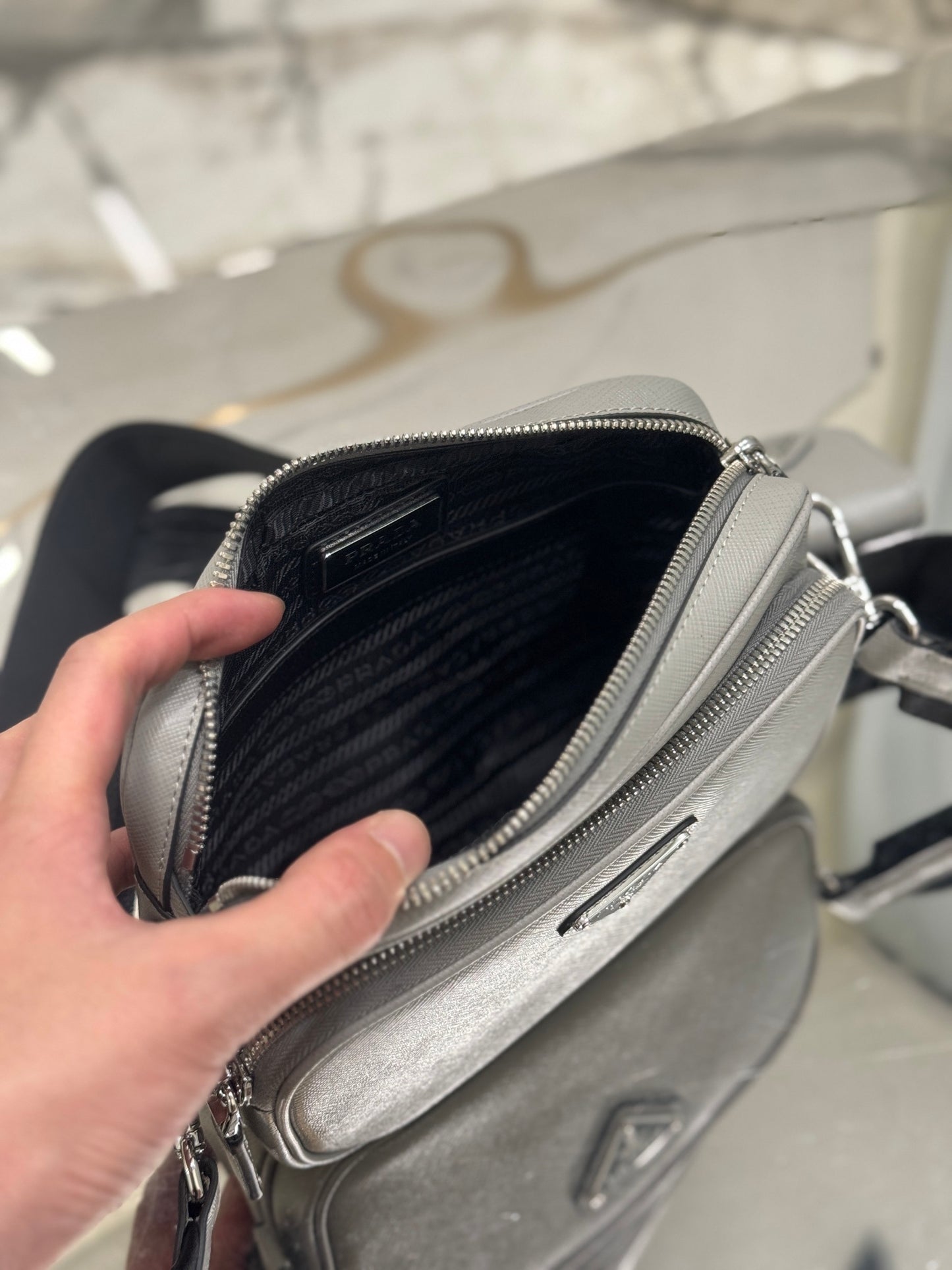 Prada Men's Saffiano Leather Crossbody Bag with Pouch – Luxury Designer Shoulder Bag