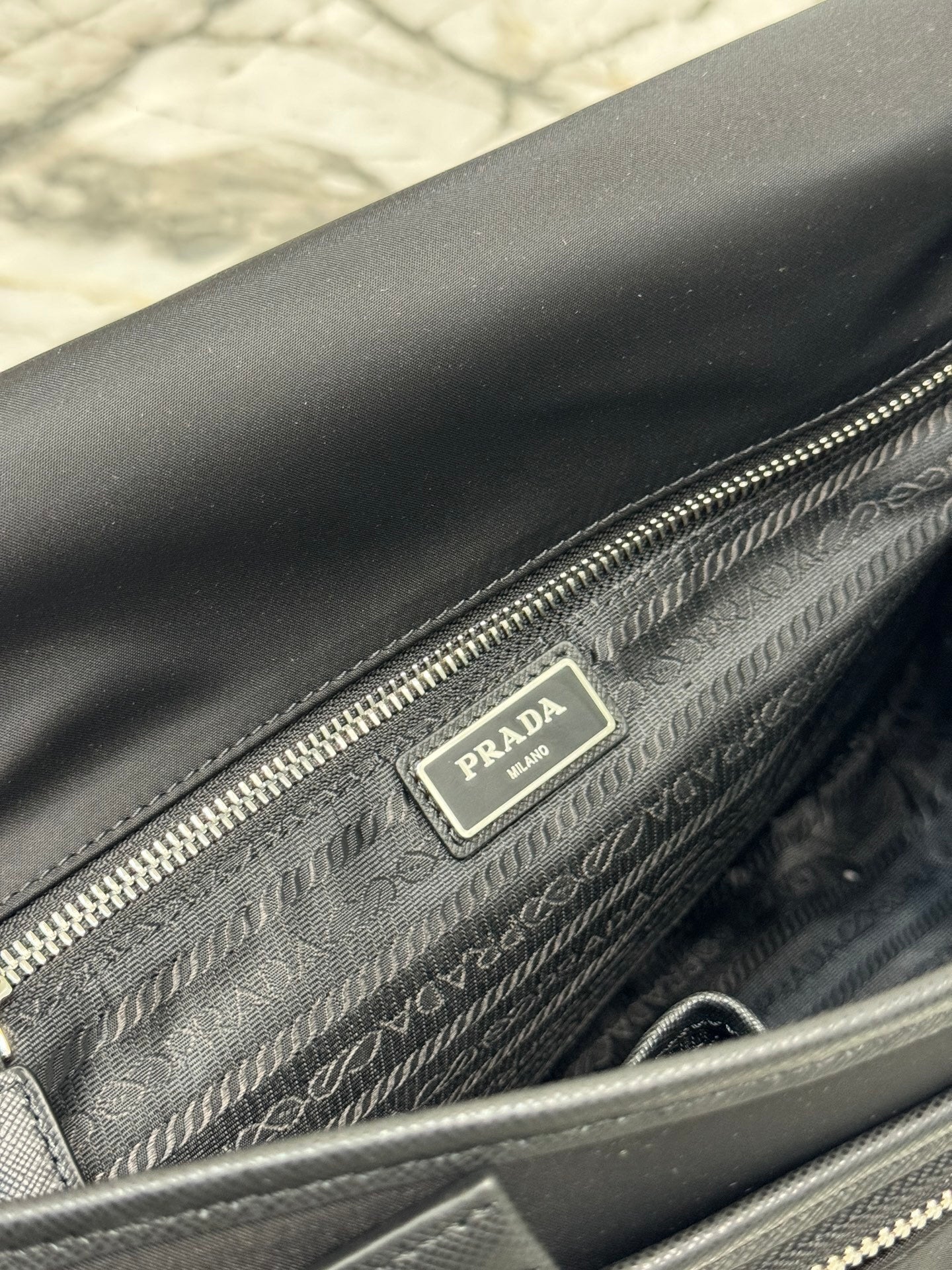 Prada Re-Nylon & Saffiano Leather Shoulder Bag – Black with Triangle Logo