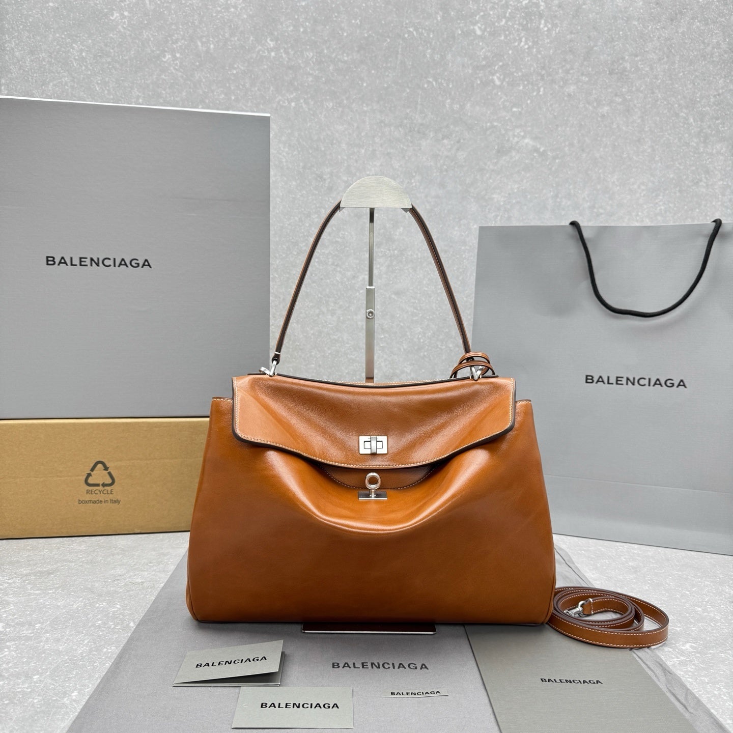 Balenciaga Rodeo Tan Cowboy Leather Handbag