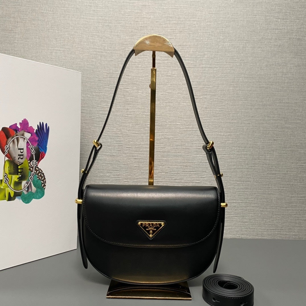 Prada Arqué Leather Shoulder Bag with Flap