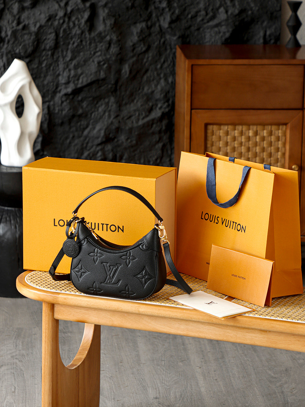 Louis Vuitton Bagatelle Bag in Black Monogram Empreinte Leather