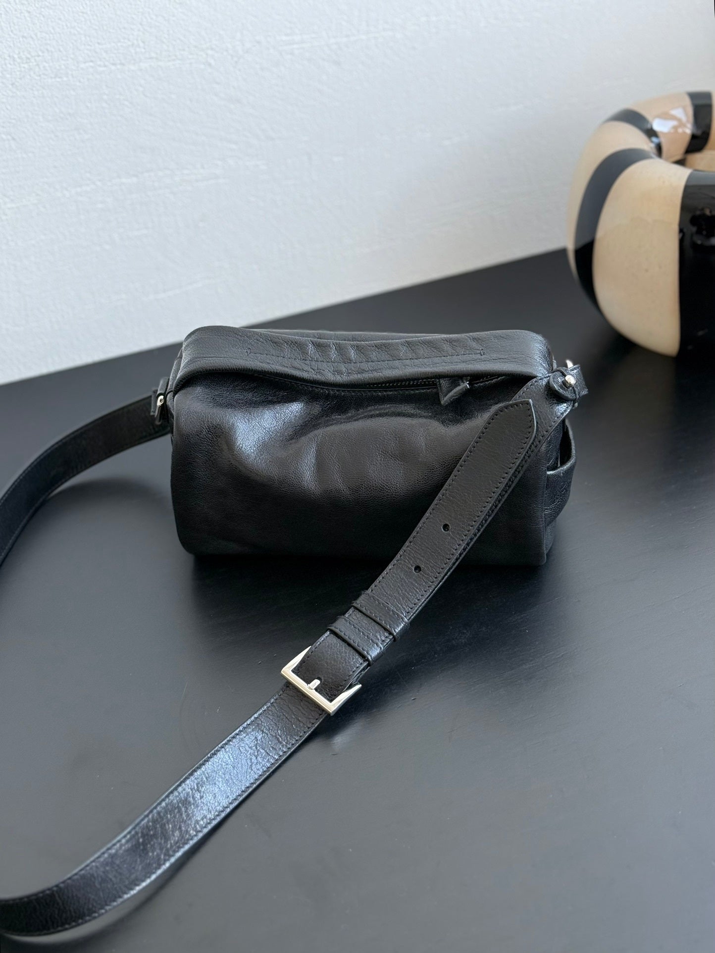 Prada Black Leather Messenger Bag