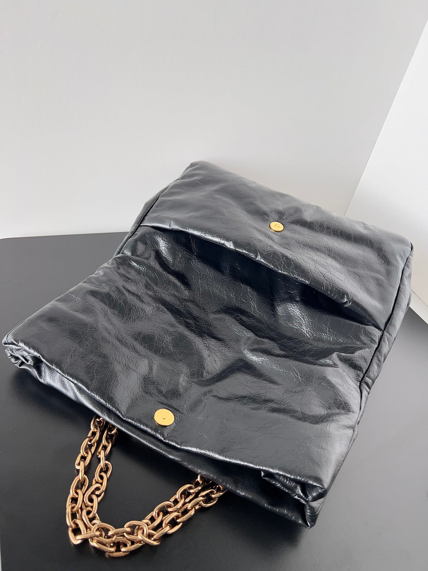 Balenciaga Monaco Black Crinkled Calfskin Shoulder Bag