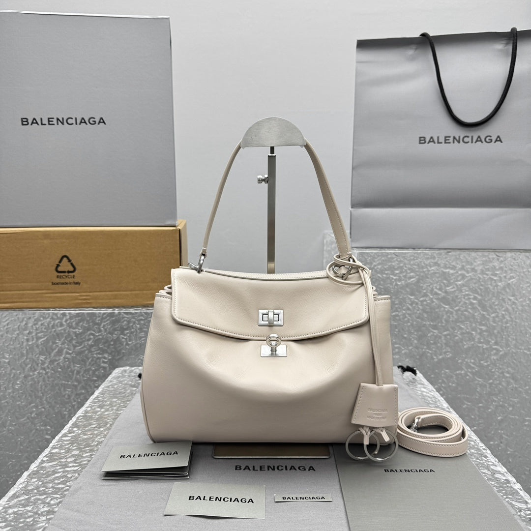 Balenciaga Rodeo Light Beige White Leather Bag