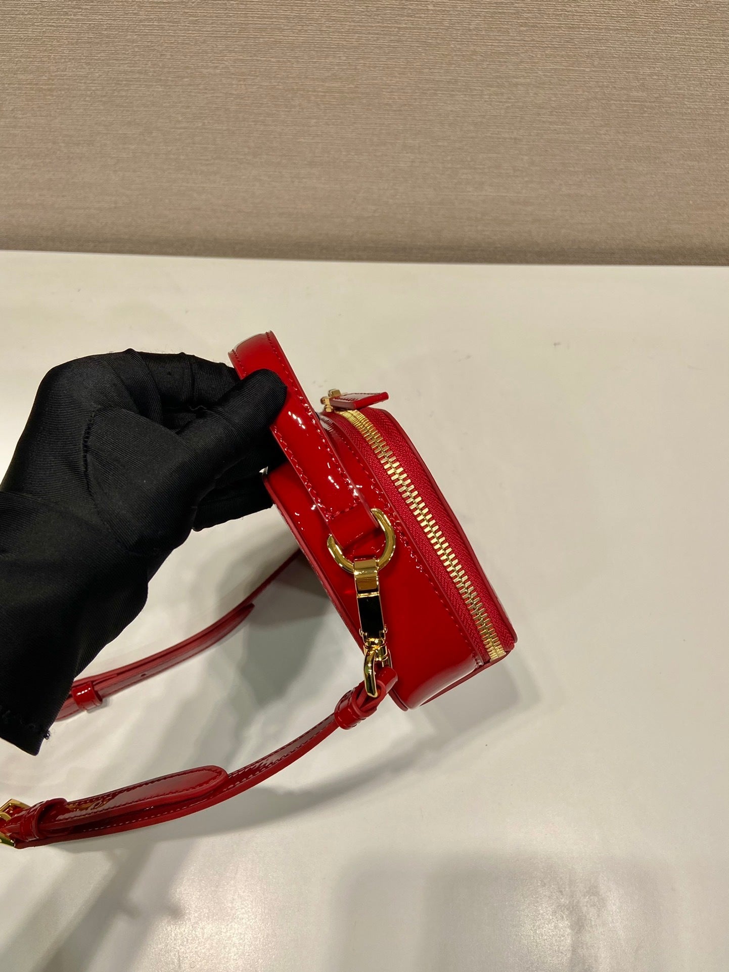 Prada Patent Leather Mini Pouch in Red – Stylish Luxury Designer Mini Bag