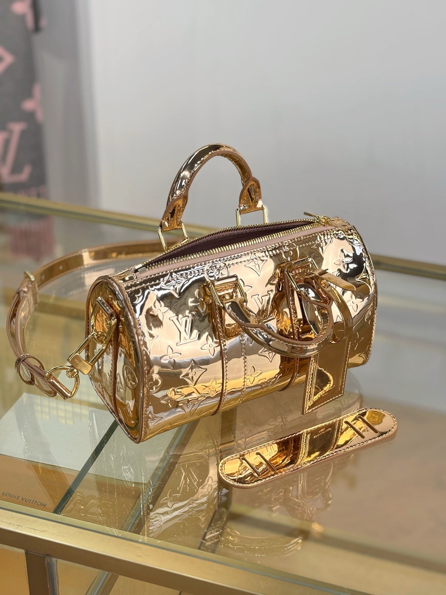 Louis Vuitton Speedy Bandoulière in Copper Monogram Miroir Laminated Canvas