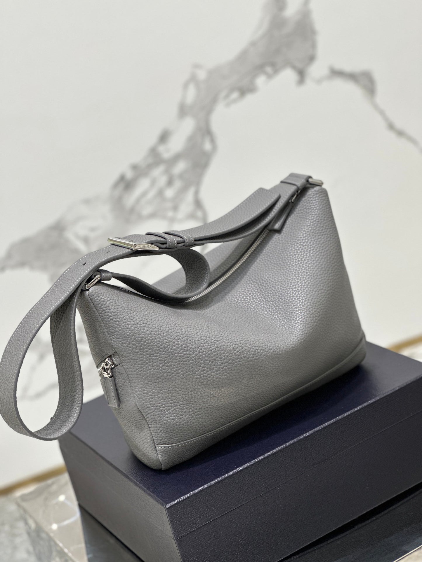 Prada Vitello Daino Leather Shoulder Bag – Grey