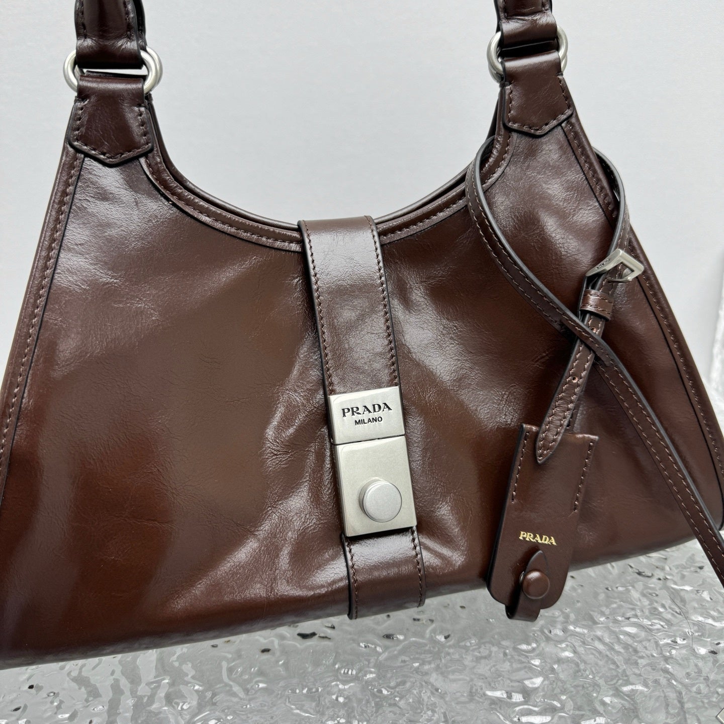 Prada Medium Brown Leather Shoulder Bag