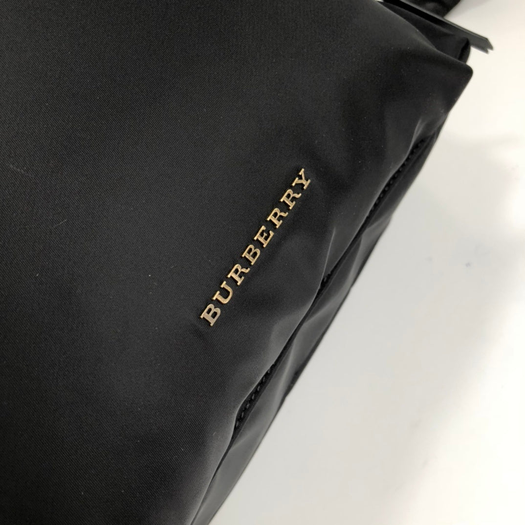 Burberry Black Technical Nylon Rucksack with Leather Trim