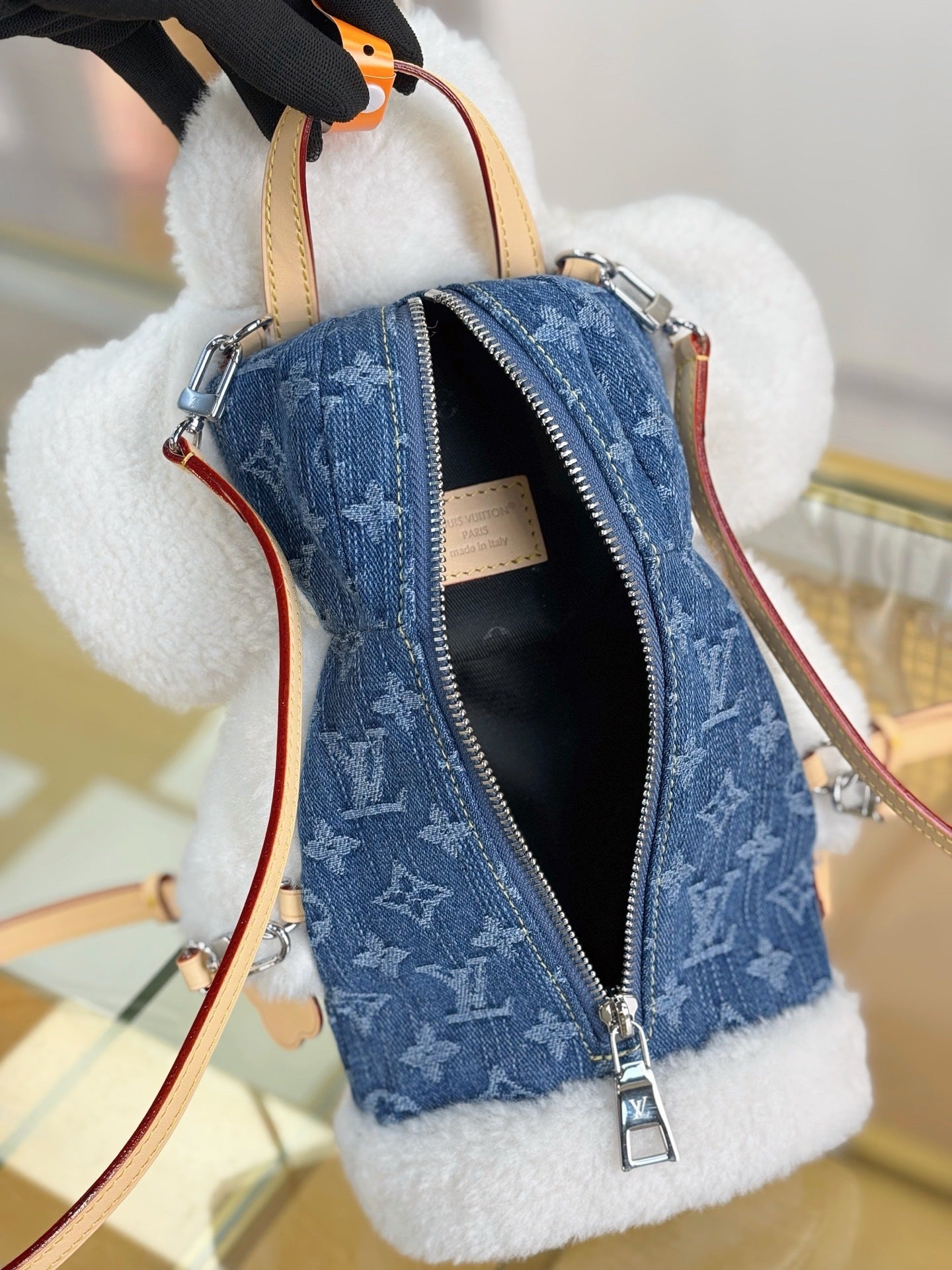 Louis Vuitton Vivienne Backpack in Merino Shearling & Denim – Washed Jeans
