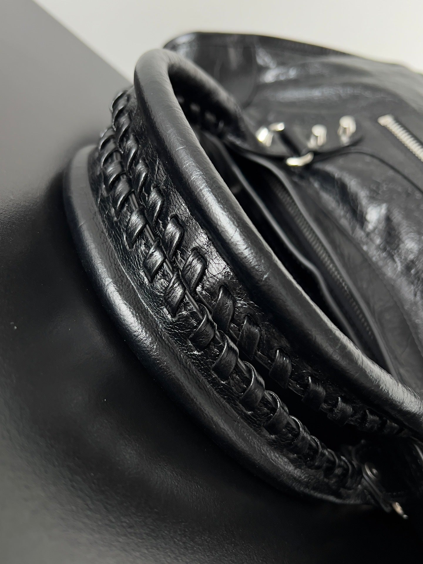 Balenciaga Le City Black Leather Studded Handbag