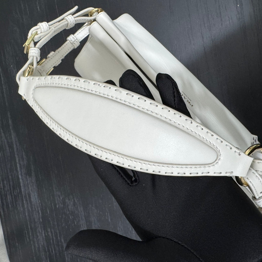 Prada Enchaîné Medium White Leather Shoulder Bag