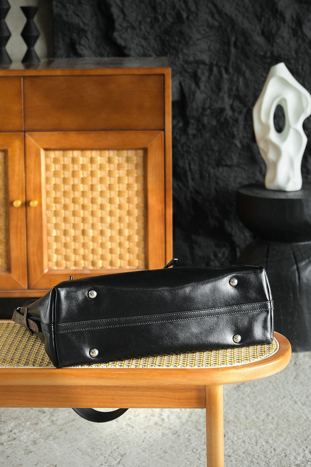 Louis Vuitton CarryAll Vibe MM Handbag – Black Lambskin Leather