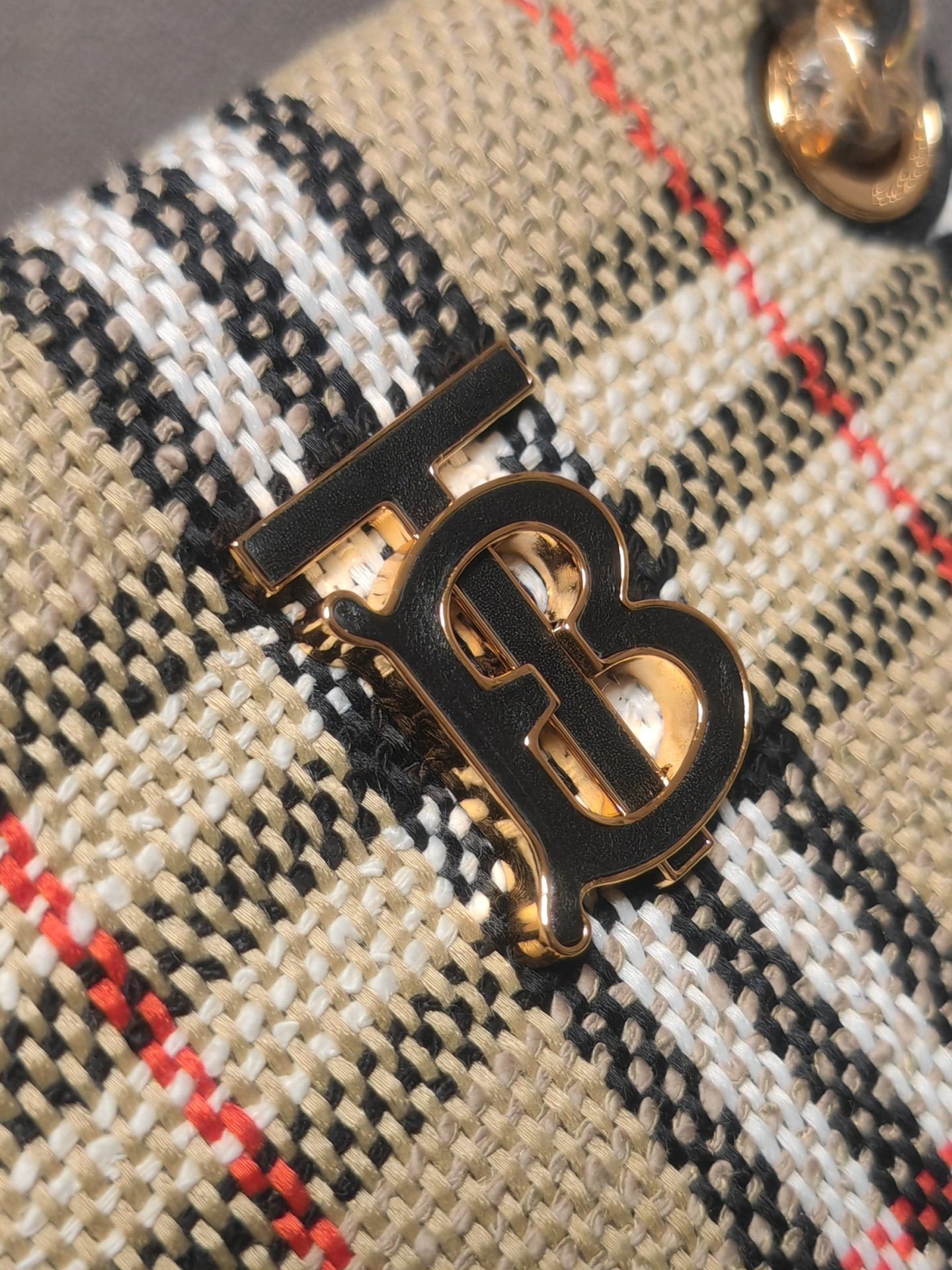 Burberry Mini Lola Bucket Bag in Archive Beige Check Bouclé
