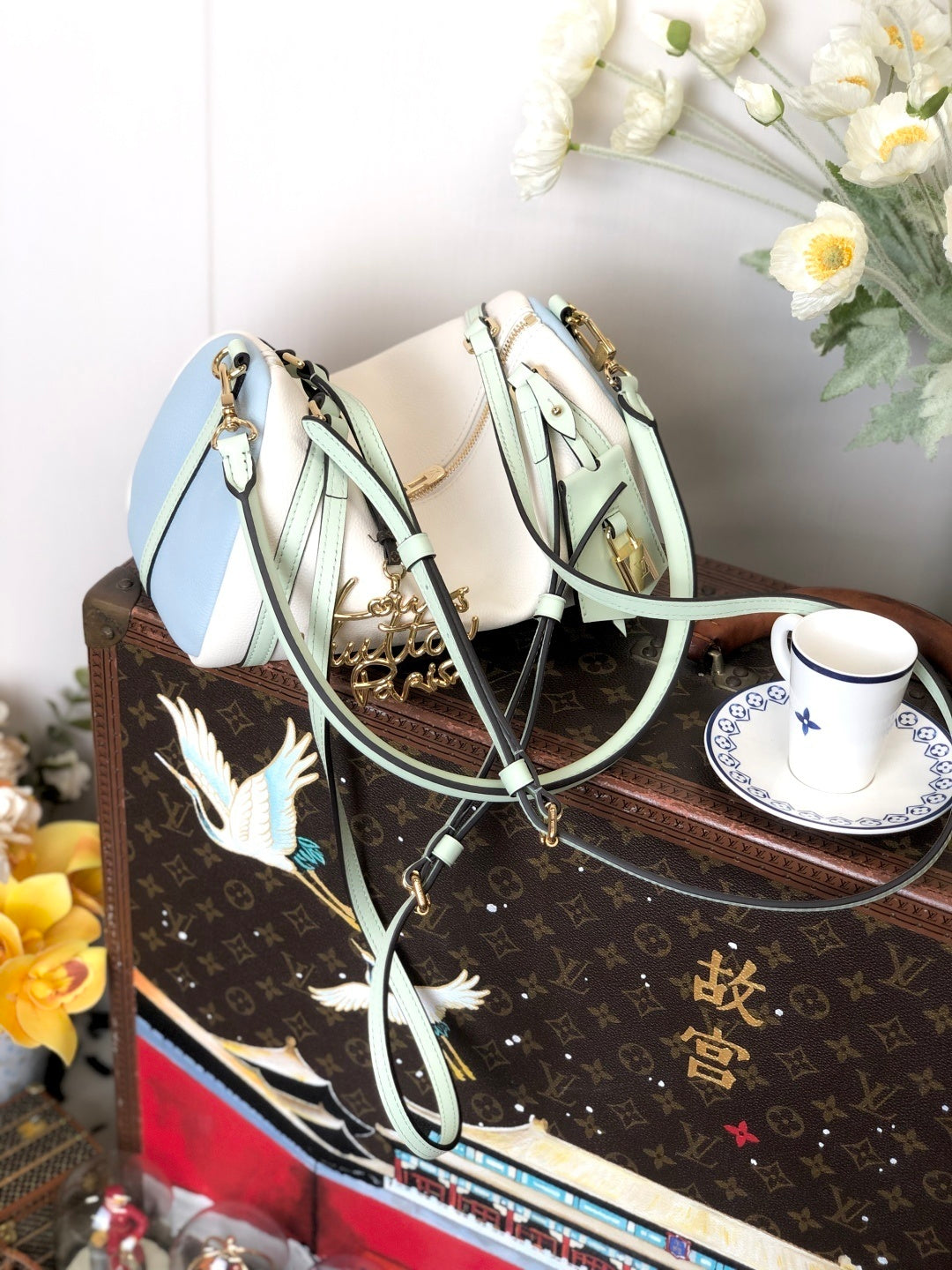 Louis Vuitton Express PM Shoulder Bag – Calfskin Leather in White & Light Blue