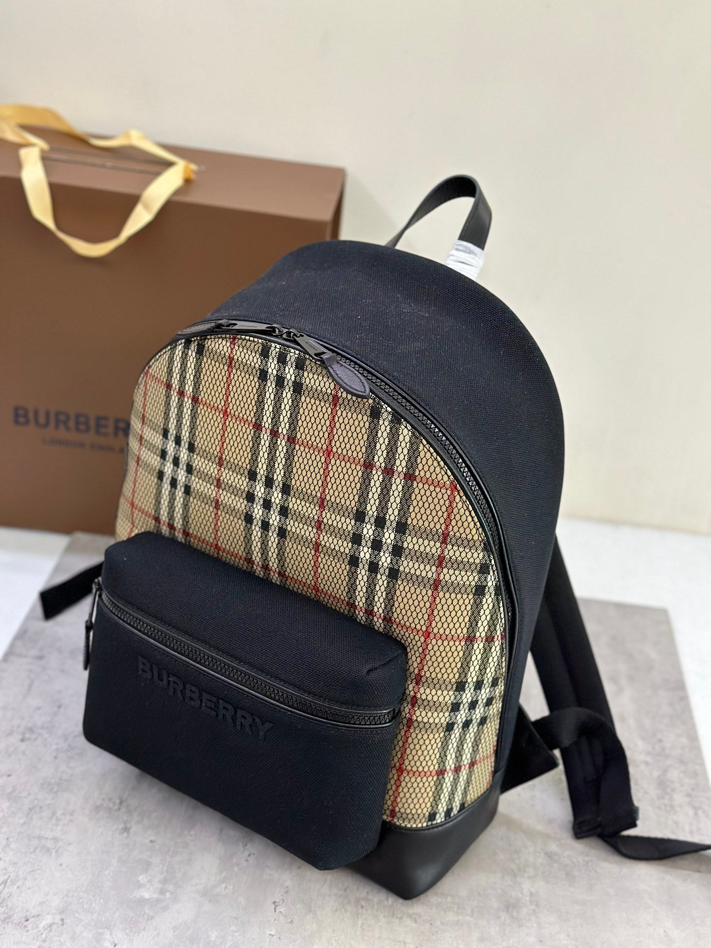 Burberry Jett Backpack in House Check Canvas with Protective Mesh Overlay